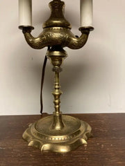 An Early 19th Century French Bouillotte Lamp with Green Tole Shade