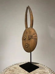 African Goli Style Tribal Mask Mounted on a Custom Steel Base