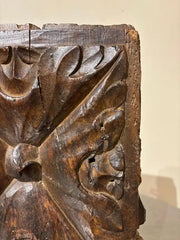 17th Century Spanish Carved Walnut Door Panel on Baroque, Hand-Carved, Steel Base