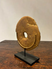 Neolithic Carved Stone Disc Mounted on a Steel Base 2-3000 BC