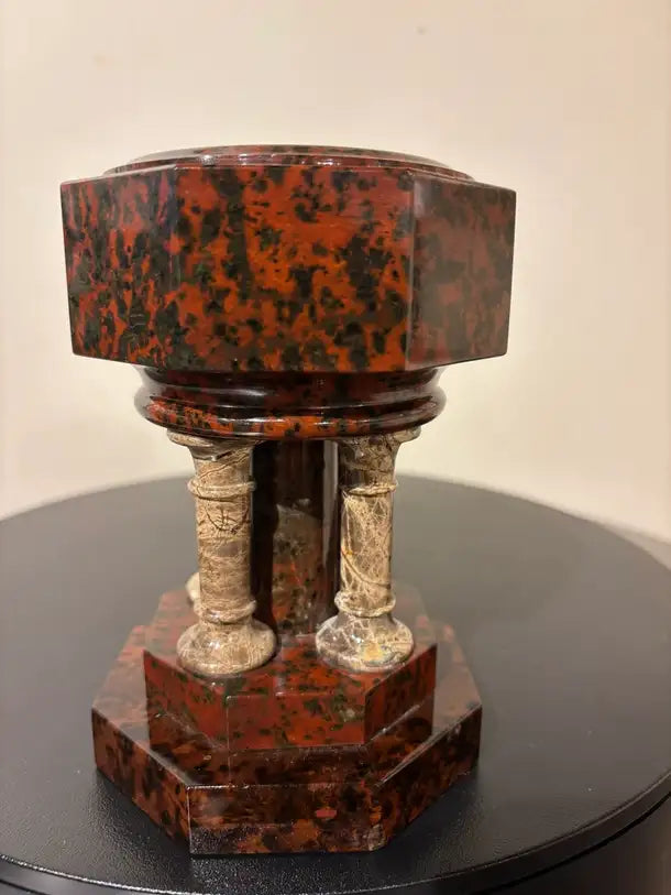 19th Century Italian Hardstone Urn Miniature Font Signed and Dated 1834