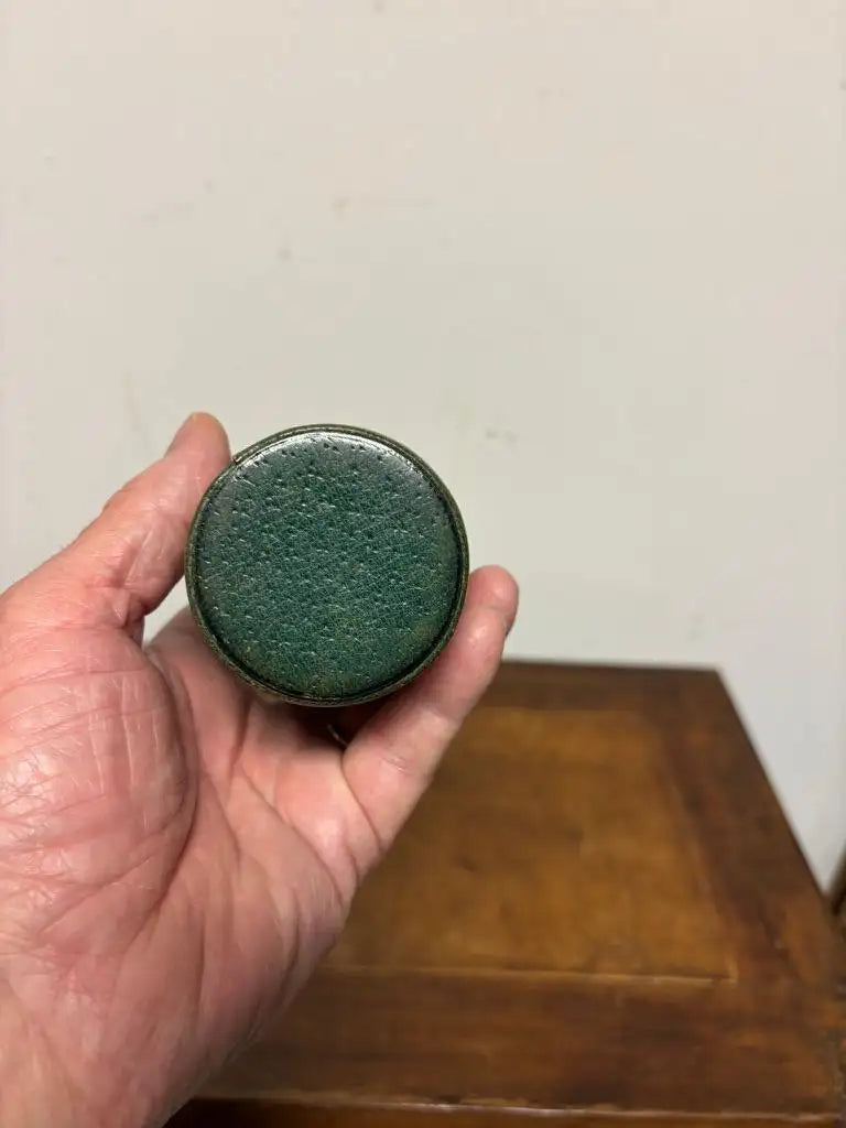 Early 20th Century Leather Dice Cup with 7 Dice Inset into the Top