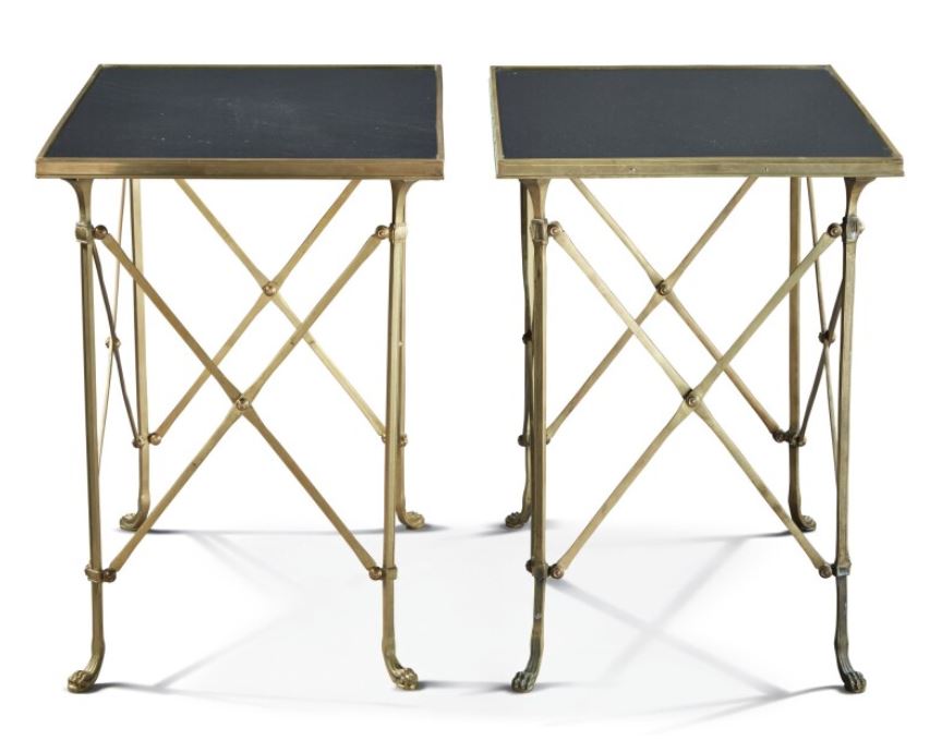 Pair of Gilt Bronze & Black Marble Side Tables in the Manner of Maison Jansen