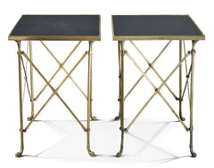 Pair of Gilt Bronze & Black Marble Side Tables in the Manner of Maison Jansen