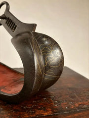 18th Century Japanese Silver Inlaid Iron Shogun Stirrup Abumi