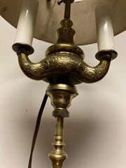 An Early 19th Century French Bouillotte Lamp with Green Tole Shade