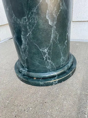 Monumental Neoclassical Column Form Faux Green Marble Painted Wood Pedestal