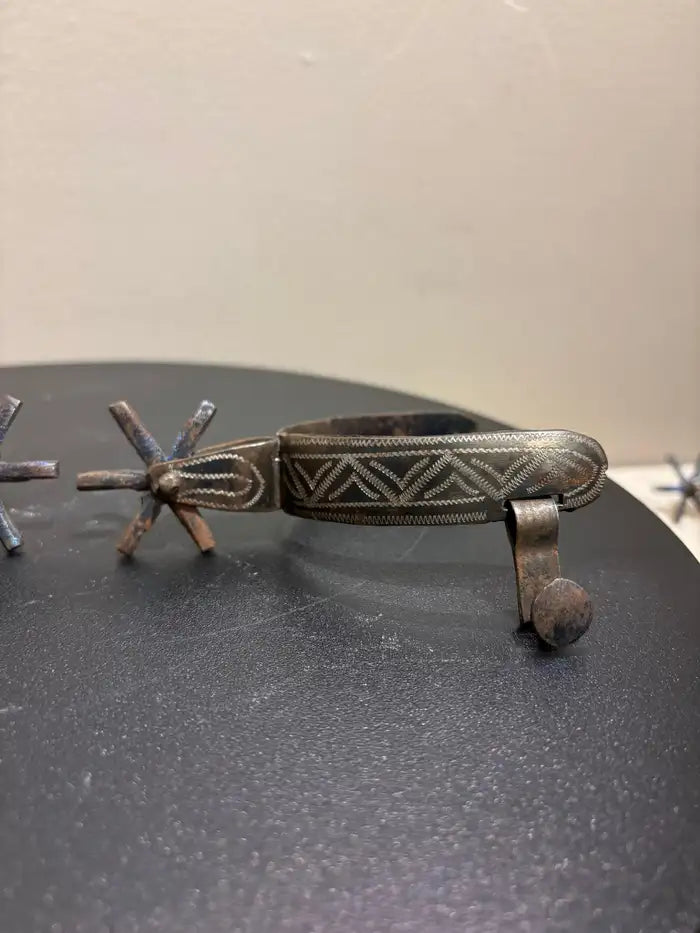 Spanish Colonial Etched Steel Spurs, Circa 1800