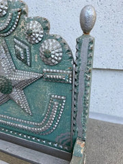 Tramp Art Folk Art Dog Bed With Silver And Blue Paint
