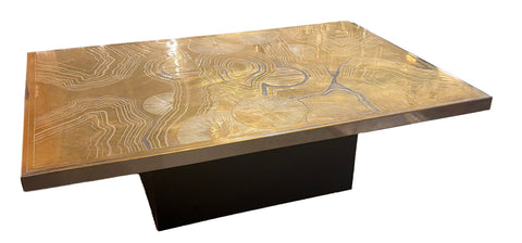 Christian Krekels Engraved Brass Coffee Table