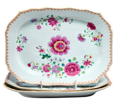 3 Chinese Export Qianlong famille rose dishes