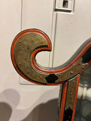 19th Century Japanese Red & Black Lacquer Table Mirror with Gilt Brass Mounts