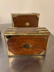 Set of Three 19th C Regency Anglo Indian Rosewood Boxes with Brass Mounts