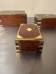 Set of Three 19th C Regency Anglo Indian Rosewood Boxes with Brass Mounts