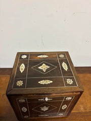 17th Century Dutch Baroque Rosewood Chest with Etched Bone Inlay