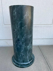 Monumental Neoclassical Column Form Faux Green Marble Painted Wood Pedestal