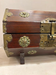 19th Century Chinese Rosewood Octagonal Box with Brass Mounts