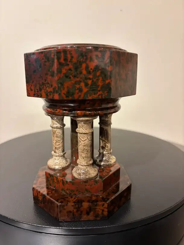 19th Century Italian Hardstone Urn Miniature Font Signed and Dated 1834
