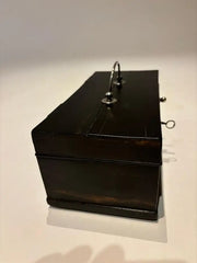 19th Century Dutch Ebony Box With Silver Mounts and Hinges