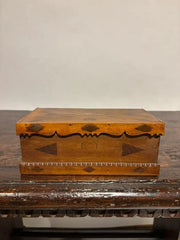 19th Century Folk Art Box with Inlaid Hearts