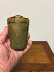Early 20th Century Leather Dice Cup with 7 Dice Inset into the Top