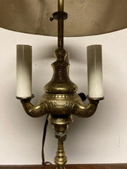 An Early 19th Century French Bouillotte Lamp with Green Tole Shade