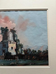 Pair 18th or 19th Century Italian Grand Tour Gouaches of Vesuvius, Bay of Naples