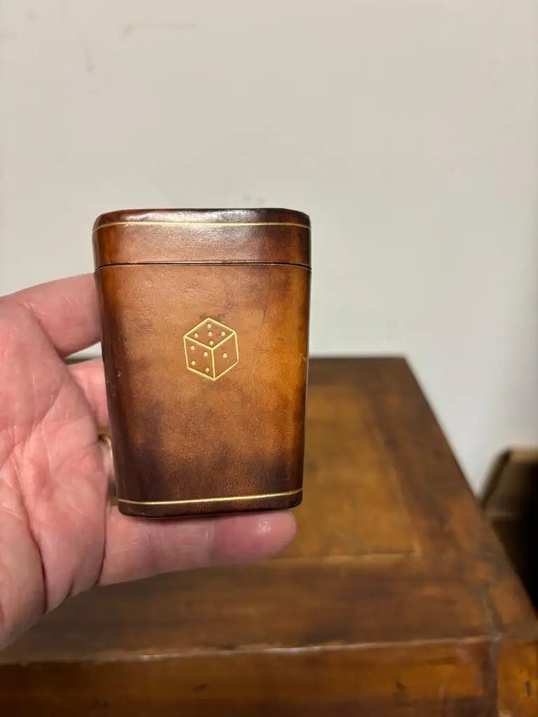 Vintage Italian Leather Gambling Dice Cup