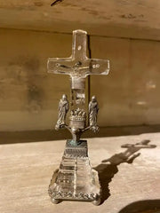 18th Century Italian Baroque Silver and Rock Crystal Crucifix