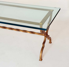 French Hand Forged Gilt Iron Coffee Table
