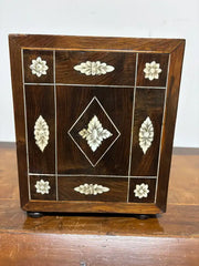 17th Century Dutch Baroque Rosewood Chest with Etched Bone Inlay
