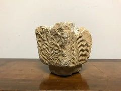 Cypriot Byzantine Limestone Mortar with Craved Abstract Decoration