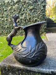 19th Century Italian Grand Tour Bronze Wine Vessel Askos with Panther Handle