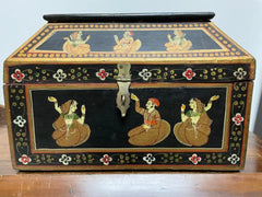 Anglo Indian Decorative Box with Painted Figures of Dancers