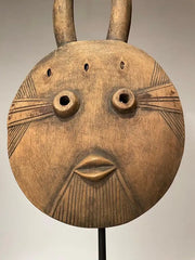 African Goli Style Tribal Mask Mounted on a Custom Steel Base