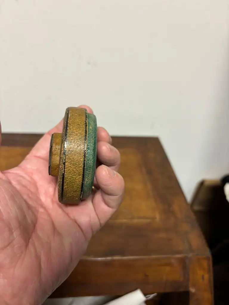 Early 20th Century Leather Dice Cup with 7 Dice Inset into the Top