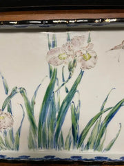 Japanese Hand Painted and Gilt Porcelain Tray Floral and Butterfly Decoration