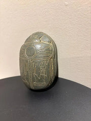 Grand Tour Egyptian Scarab of Carved Steatite with Hieroglyphics
