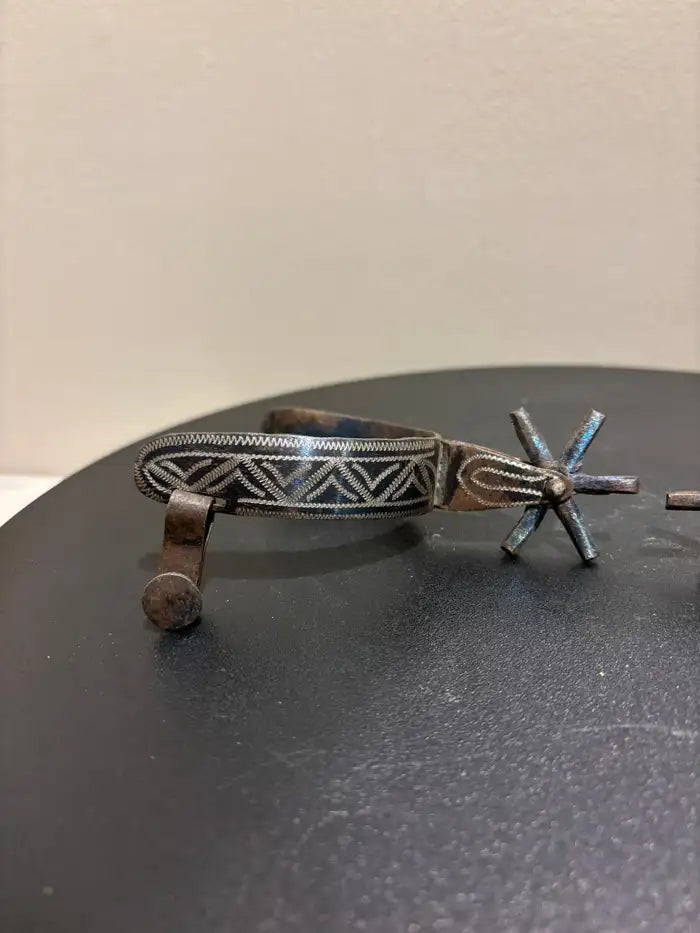Spanish Colonial Etched Steel Spurs, Circa 1800