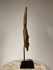 African Goli Style Tribal Mask Mounted on a Custom Steel Base