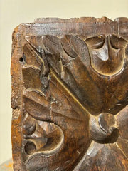 17th Century Spanish Carved Walnut Door Panel on Baroque, Hand-Carved, Steel Base