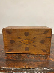 19th Century Folk Art Box with Inlaid Hearts