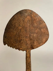 Pair of African Iron Bandaka Hoe Currency, Mounted on Custom Steel Bases