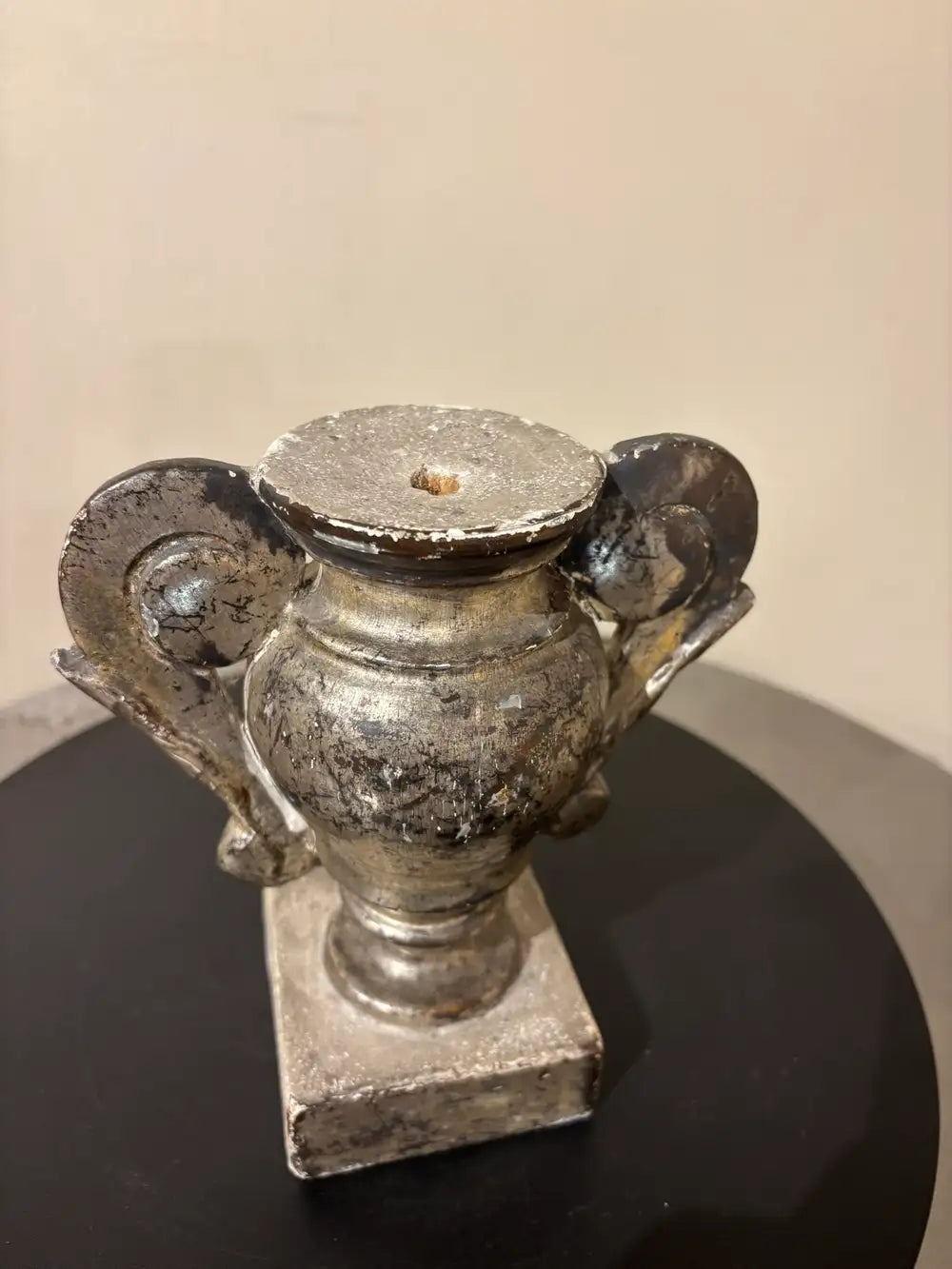 Pair 18th Italian Century Carved Silver Gilt Two Handled Urns