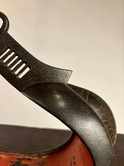 18th Century Japanese Silver Inlaid Iron Shogun Stirrup Abumi