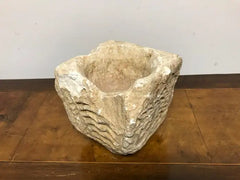 Cypriot Byzantine Limestone Mortar with Craved Abstract Decoration