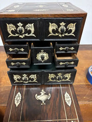 17th Century Dutch Baroque Rosewood Chest with Etched Bone Inlay