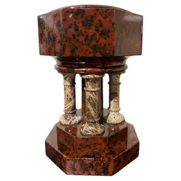 19th Century Italian Hardstone Urn Miniature Font Signed and Dated 1834