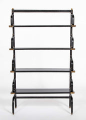 A Jacques Adnet Stitched Black Leather Covered Small Bookcase
