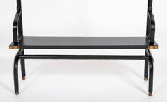 A Jacques Adnet Stitched Black Leather Covered Small Bookcase